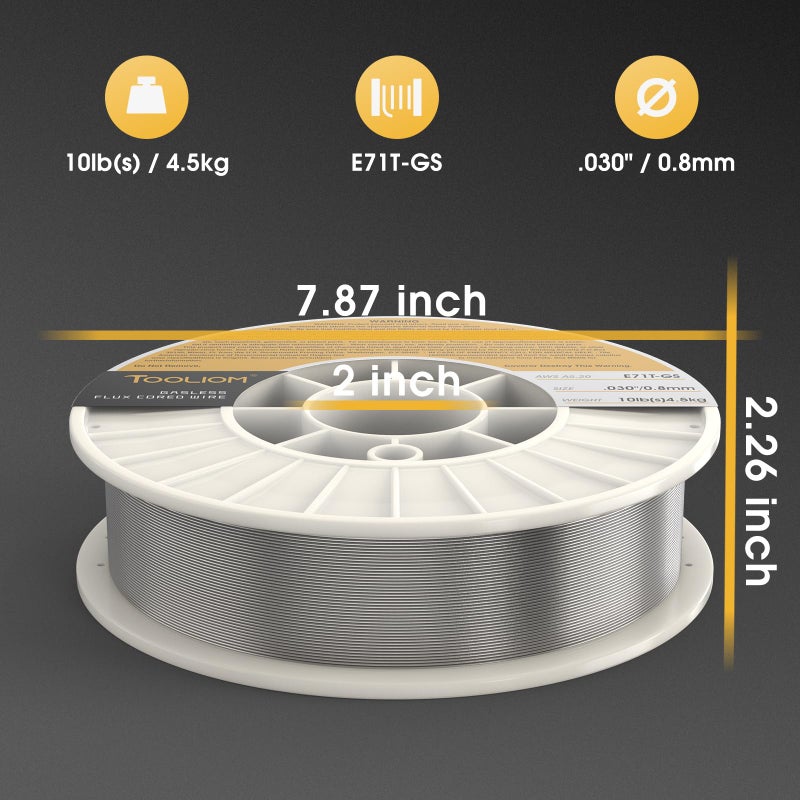 TOOLIOM E71T-GS .030"" Diameter 10-Pound Spool Flux Core Self-shielded MIG Welding Wire for Carbon Steel - Image 2